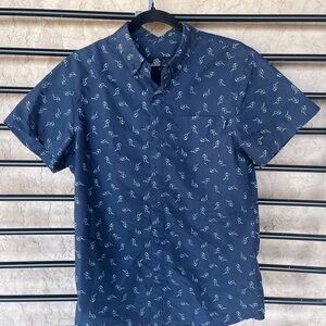 Navy Blue Casual Button Down Shirt